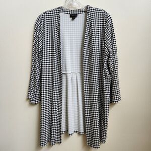 J. Jill Wearever Collection Cardigan Women PM Black White Houndstooth Open Front